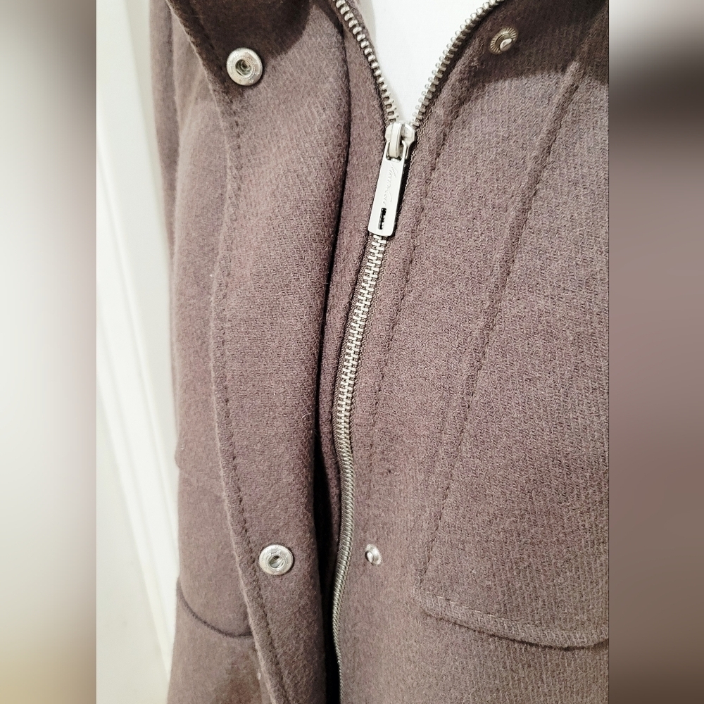 Kenneth Cole Women's Brown Wool Duffle Coat w/ Removable Faux Fur Hood | Size M - Picture 4 of 7